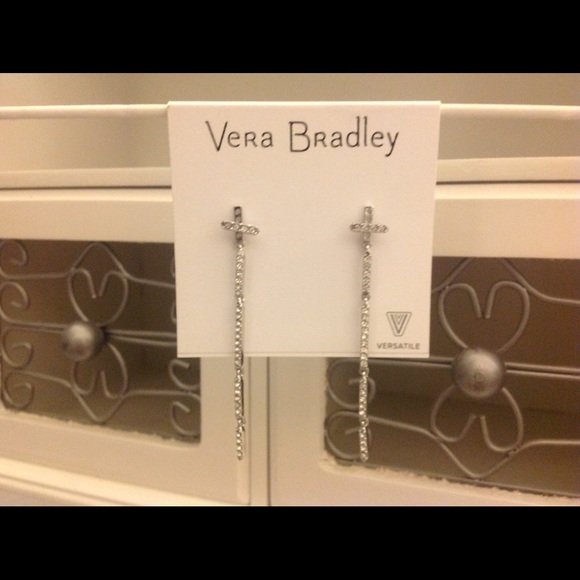 Vera Bradley Silver Whisper Link Linear Perced Earrings - Picture 3 of 6